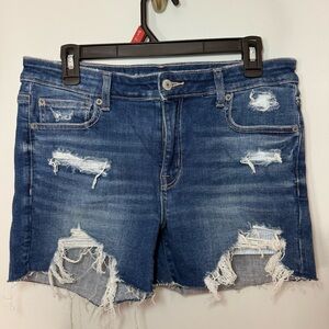 American Eagle Dark Wash Denim High waisted Cutoff Shorts Size 8